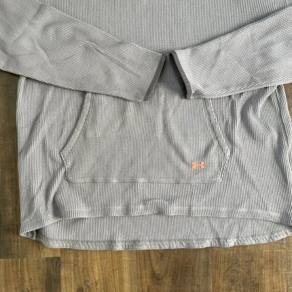 Under Armour Waffle Knit Hoodie Gray XL Long Sleeve Kangaroo Pocket - Picture 6 of 8